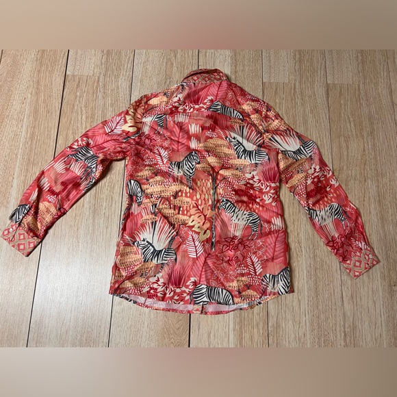 J. McLaughlin Darcey Silk Shirt Equine Garden Diamond Button Down - Picture 6 of 6